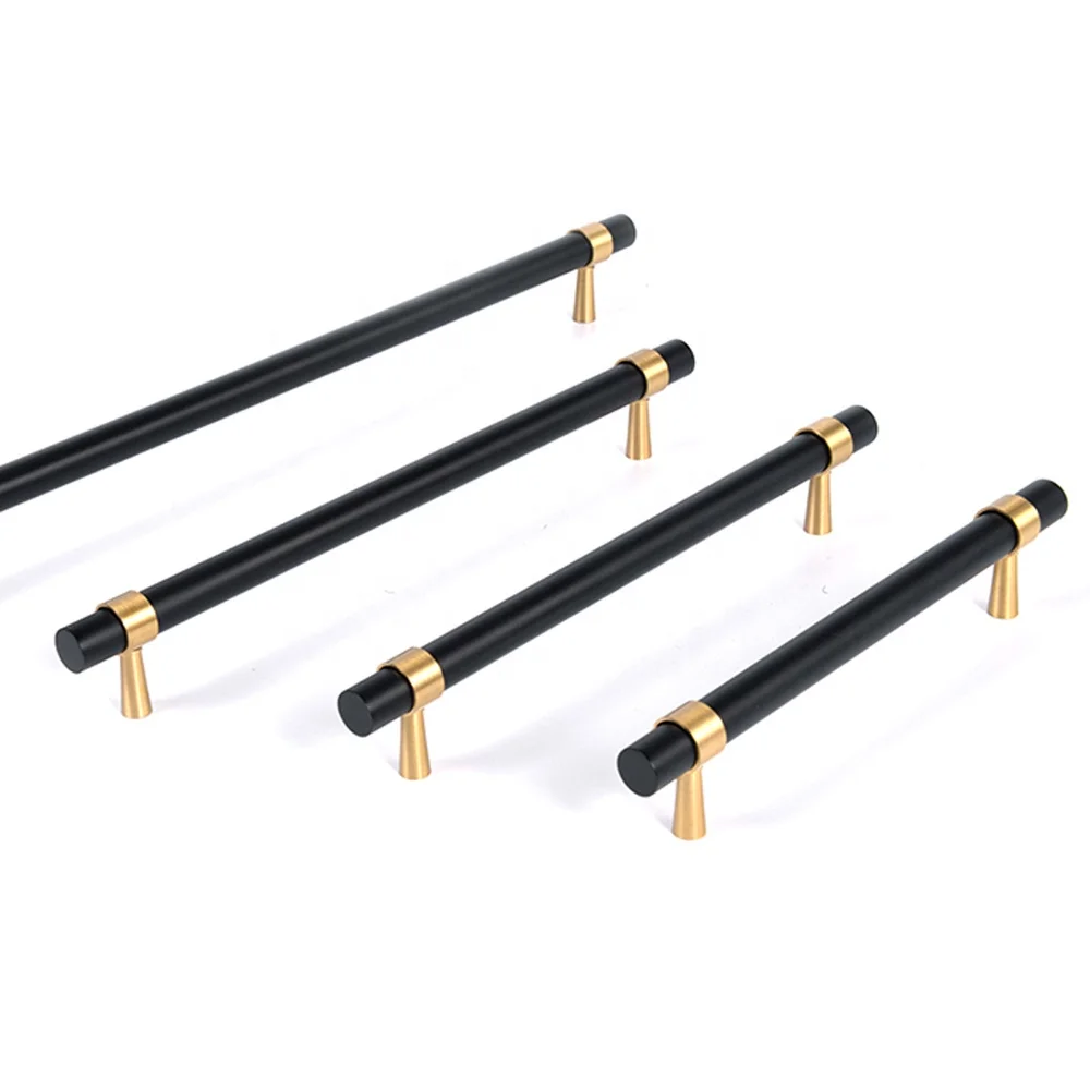 Luxury Hardware Furniture Handle Black Anodization Technology Aluminum Profile Kitchen Cabinet Handles