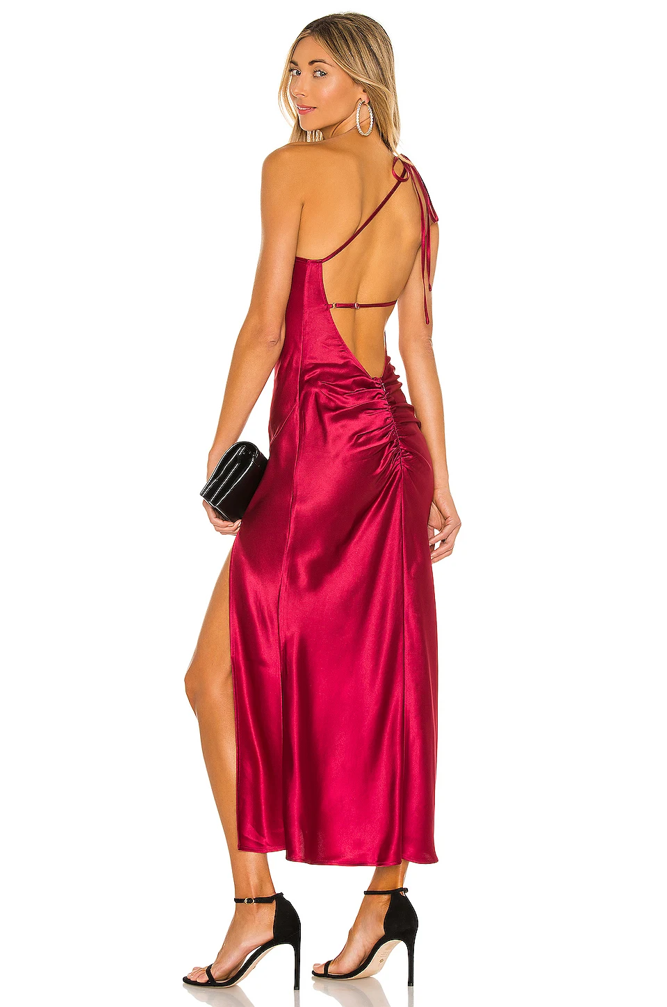 High Quality Slip Dress Silk Satin Maxi Dress With Straps Solid Color Women One Shoulder Dress