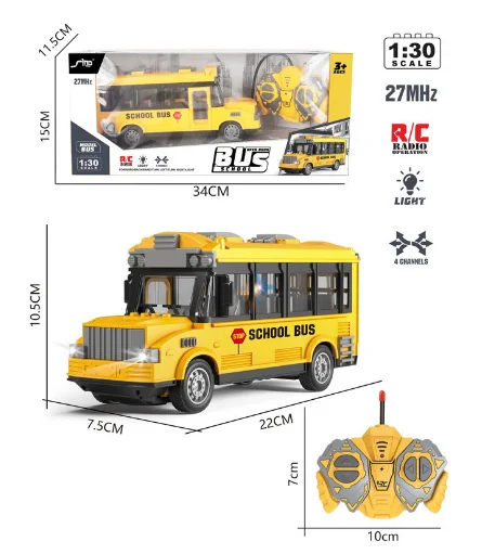 Four-channel rc school bus toy car model with light kids remote control ambulance toy