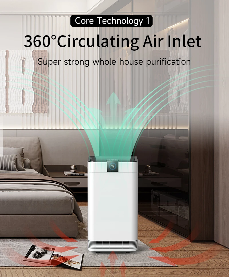 100 Sqm Commercial Washable Filter Medical Grade Best Air Purifier Ionizer with Uv