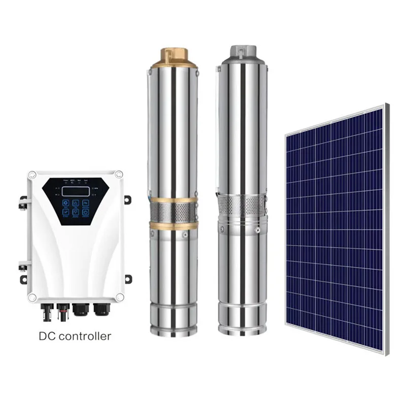 4 Inch Solar Powered Borehole Water Pump Multistage Permanent Brushless Motor DC Input Deep Well Pump with Solar Fountain