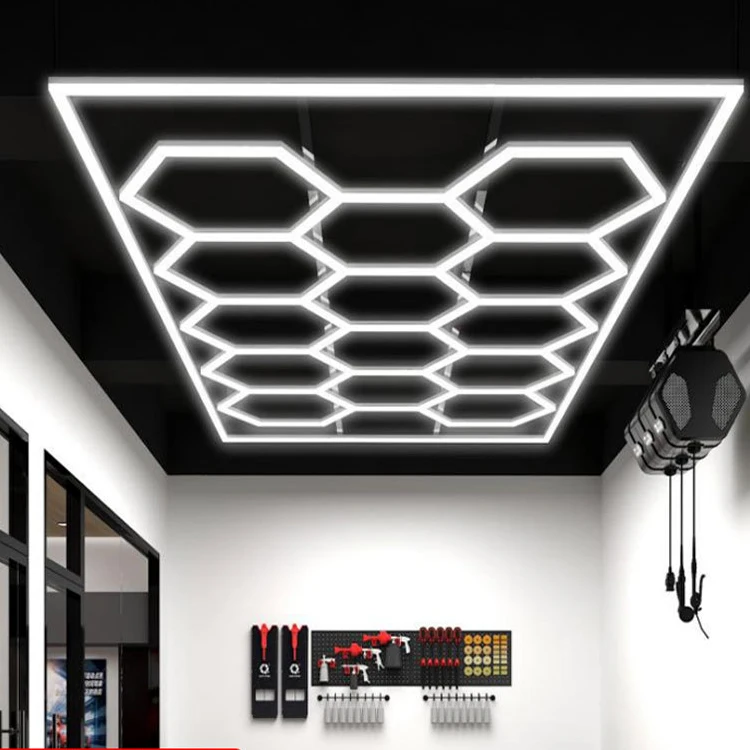 Showroom Ceiling Lighting 110V Honeycomb Car Wash Detailing Hexagon LED Work Light For Garage