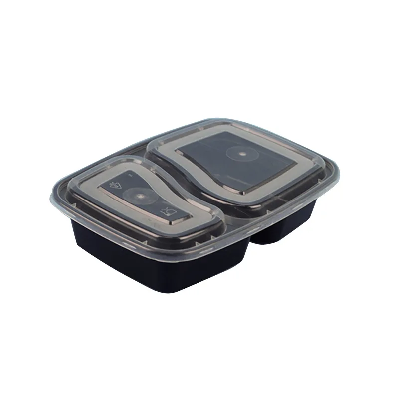 Microwavable take out 2 compartment disposable lunch box plastic bento meal prep  food container