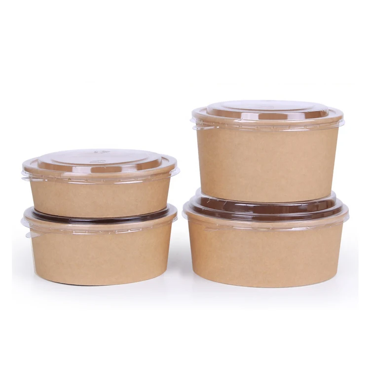 Custom 2023 food grade paper rice bowls print take-out food bowl craft waterproof salad bowl cover hot food