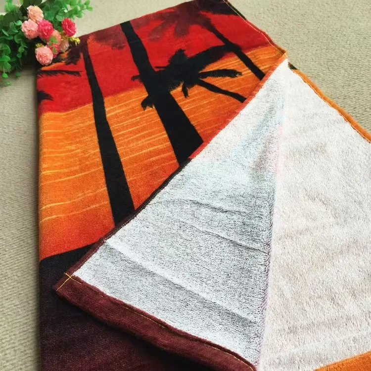 Custom Digital Reactive Printed Cotton  Velour Beach Towel  for Sports  Concerts