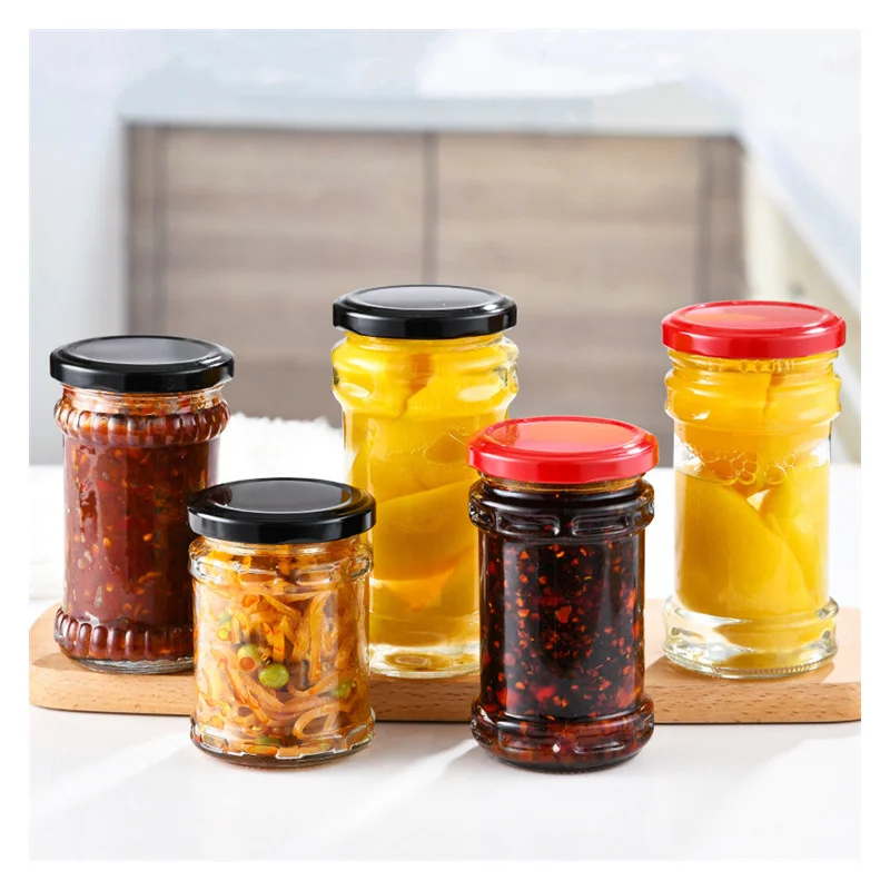 Wholesale 200ml 220ml 280ml Round Straight Jars Glass Food Packaging Glass Sauce Jars Bottle Glass Jars With Lid  Manufacturer