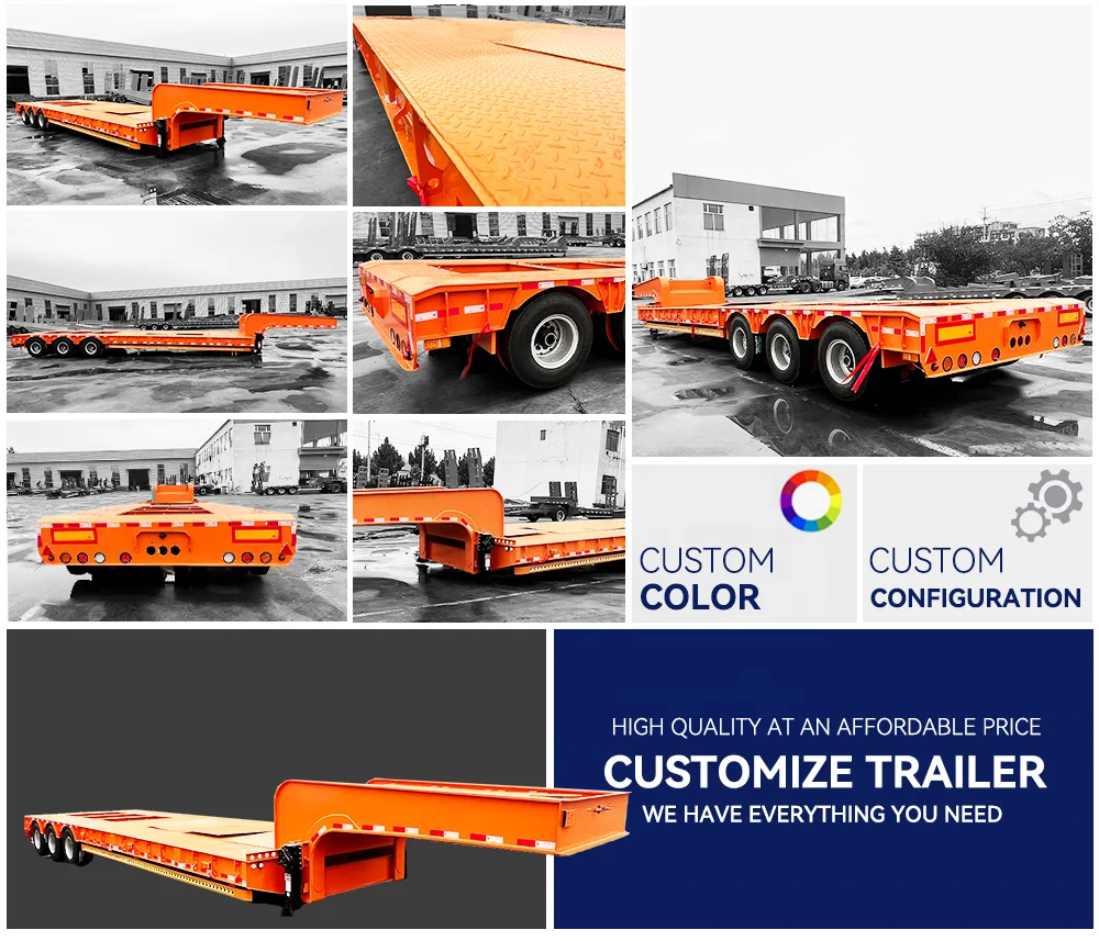 Construction Machinery Gooseneck Transportation Low Plate Semi Trailer Low Bed Trailer 3 4 5 Axis 16.5 M Length Truck Trailers