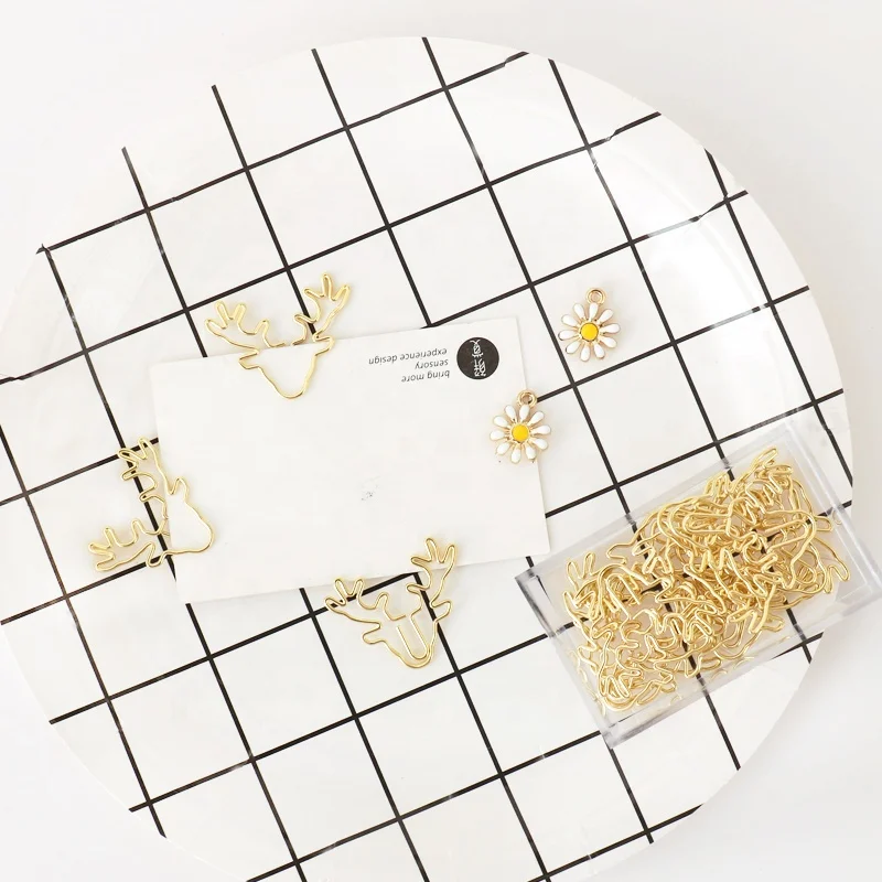 Milu deer gold Paper Clips Bookmark Pin Karea Stationery Office Accessories Memo Clips