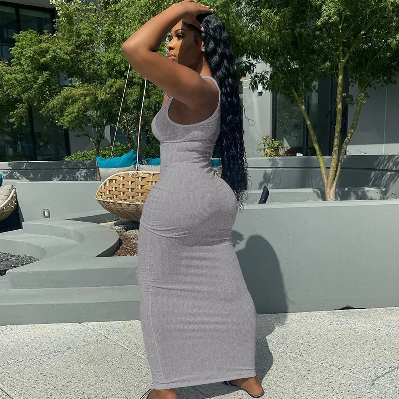 Sexy Low-Cut Fashion Backless Slim Hip Summer Women dress bulk clothes custom a line skirt long frocks