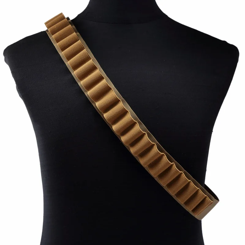 Tactical 27 Rounds Cartridge Bandolier Ammo Belt Shell Holder for Outdoor Hunting Shooting 12/20 Gauge  2 Point Gun Slings