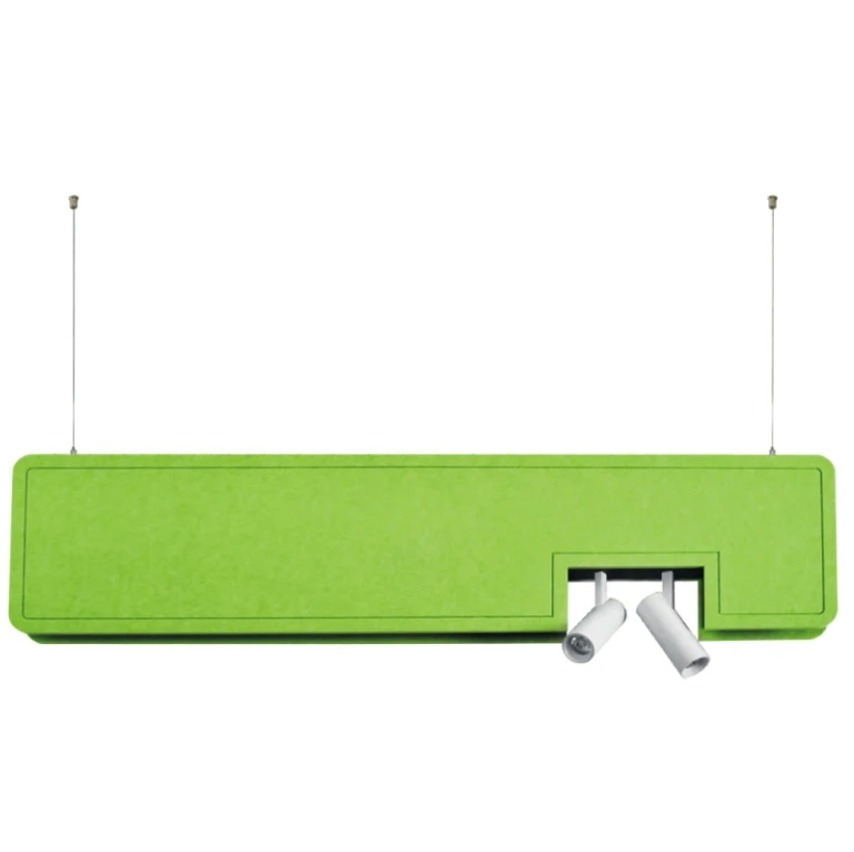 AC01012 Superior acoustic sound absorbing pendant lights with 2 spotlights for office, cafes, restaurant