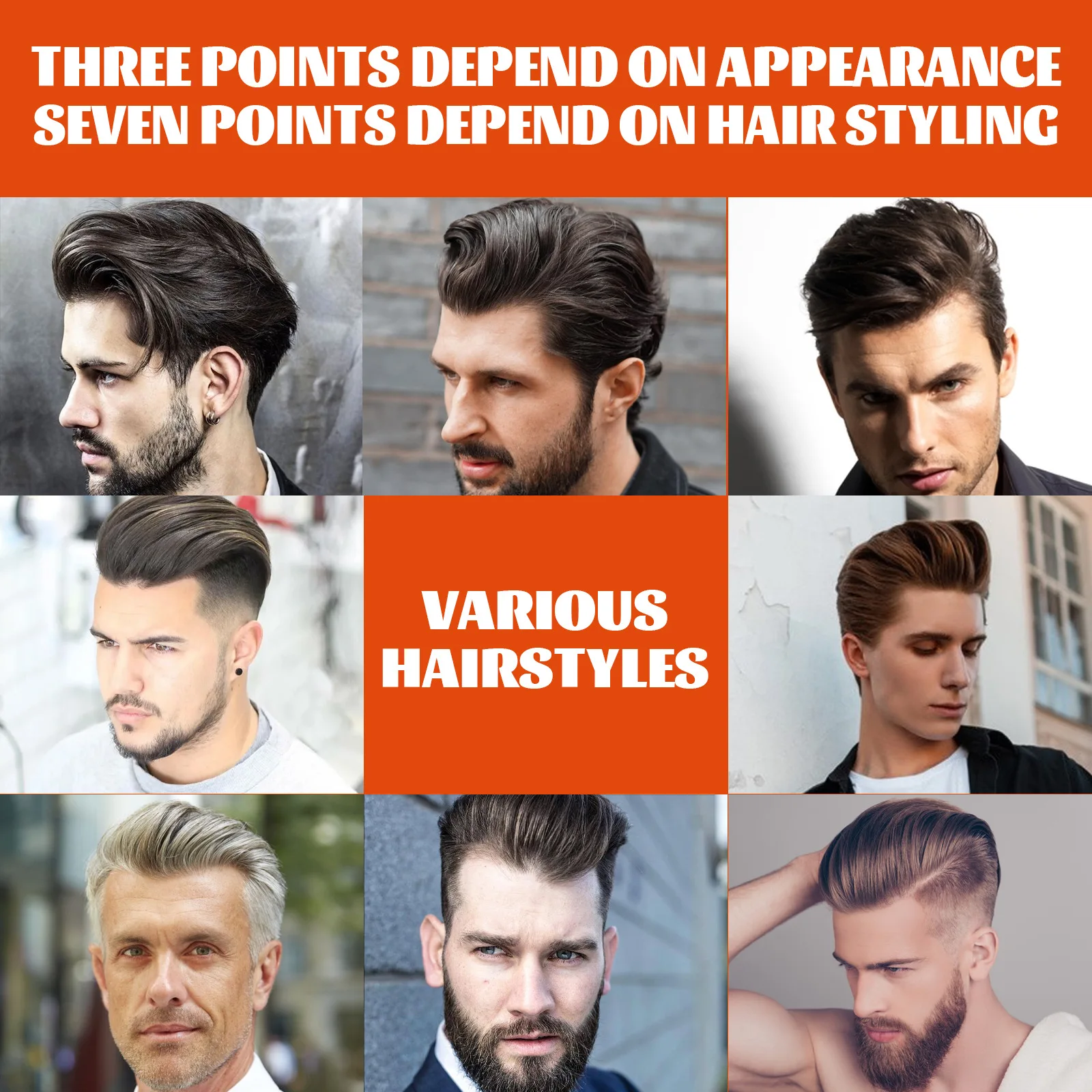 Men 24 H Finish Molding Hair Gel Wax With Comb Fashion Long-Lasting Hold Moisturizing Fashion Powerful Hair Oil Head Hair Wax