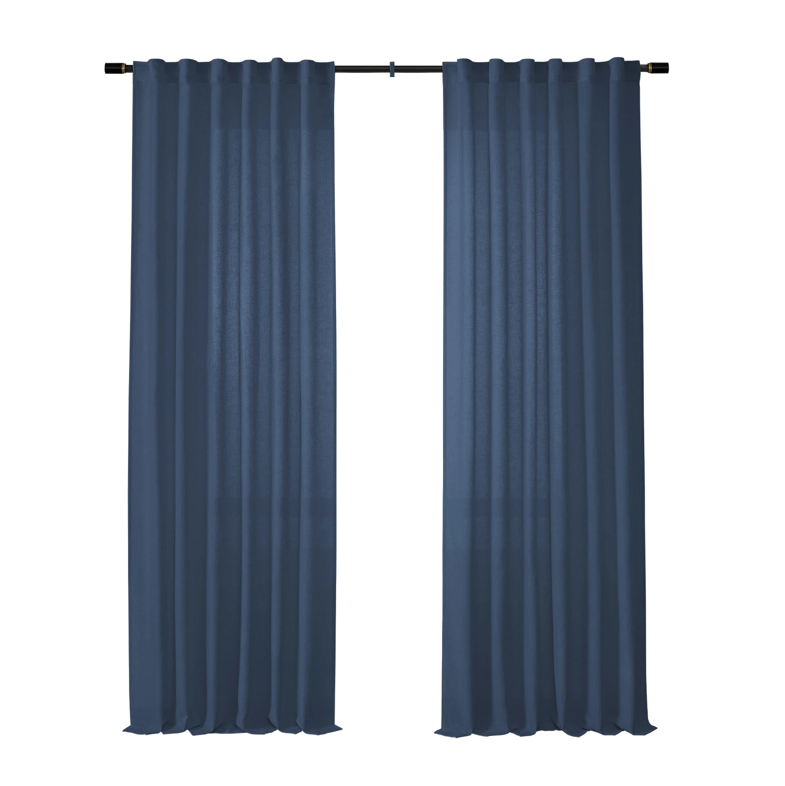 Blue Sheer Linen Curtains for Living Room Grommet Semitransparent Balance Privacy & Light Vertical Flax Sheer Drapes for Bedroom