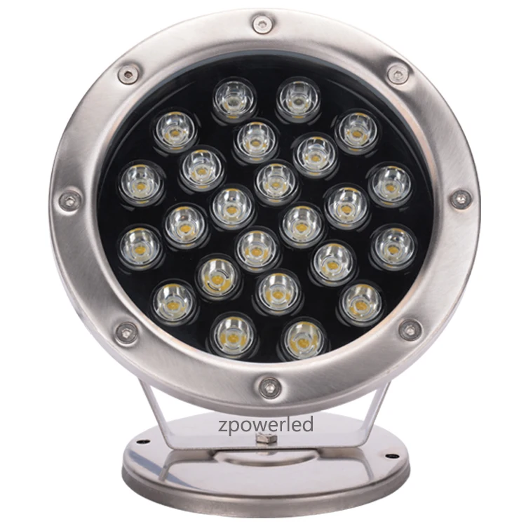 Low Voltage Waterproof IP68 Stainless Steel Housing 24W DC24V DMX RGB Underwater LED Fountain Lights