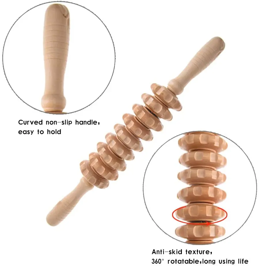 Anti Cellulite Massage Waist Thigh Roller Tool Wooden Massager Maderotherapy Wooden Massager Handheld Roller