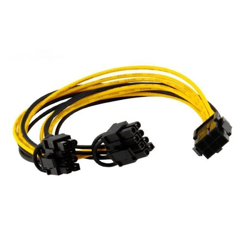 High quality 6Pin to Dual 8Pin cable PCI-E GPU Power Extension Cable 18AWG 6pin to 2 6+2 pin