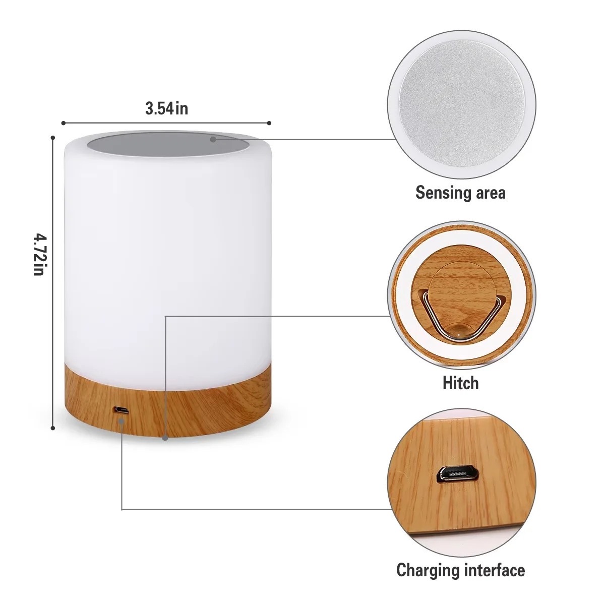 Touch Remote control LED RGB Table Lamp Rechargeable Night Light for Bedside Camping with Hook