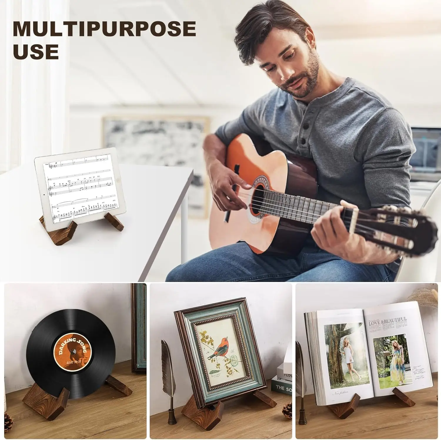 Wholesale Customize Wooden Plate Stand for Display Wooden Picture Frame Stand