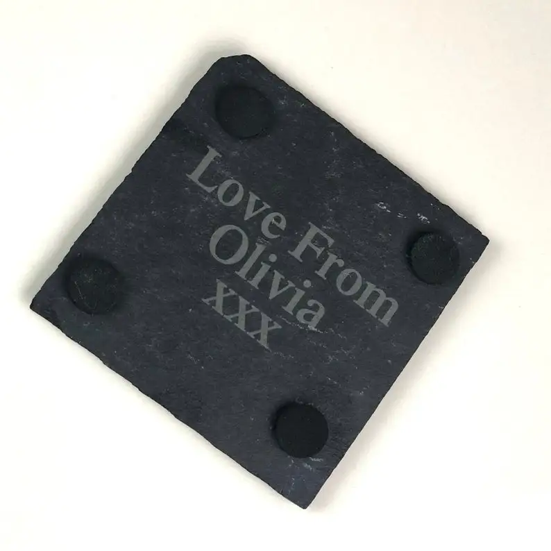 Natural Black Square Stone Slate Dishes Coaster Solid Sushi Steak Barbecue BBQ Plate Cheese Pizza Dessert Cake Fruit Dish Tray