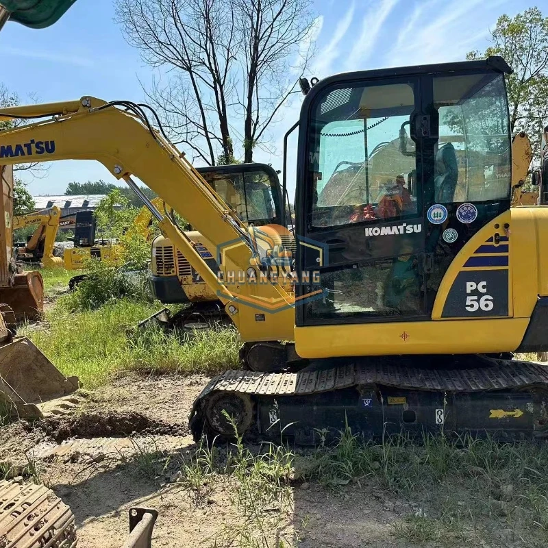 High quality Komatsu PC56MR used small crawler excavator original second hand road construction low price low working hours