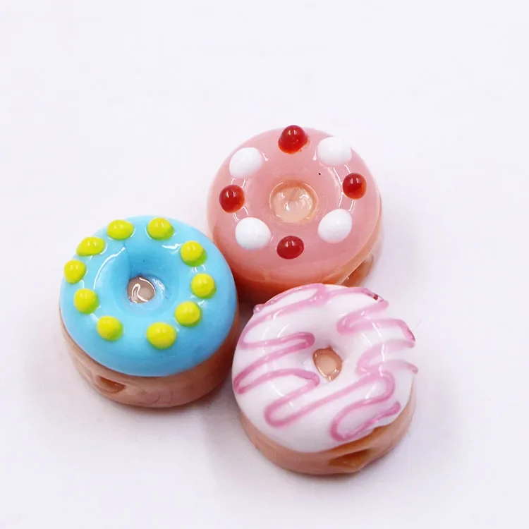 Wholesale 14mm Handmade Mixed Color Lampwork Glass Donut Beads Sweet and lovely for Children Jewelry Making