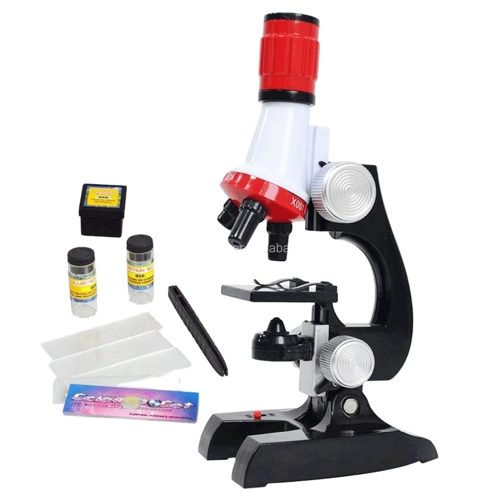 kids science education electric microscope beginner toys kit LED 100X, 400x, and 1200x magnification