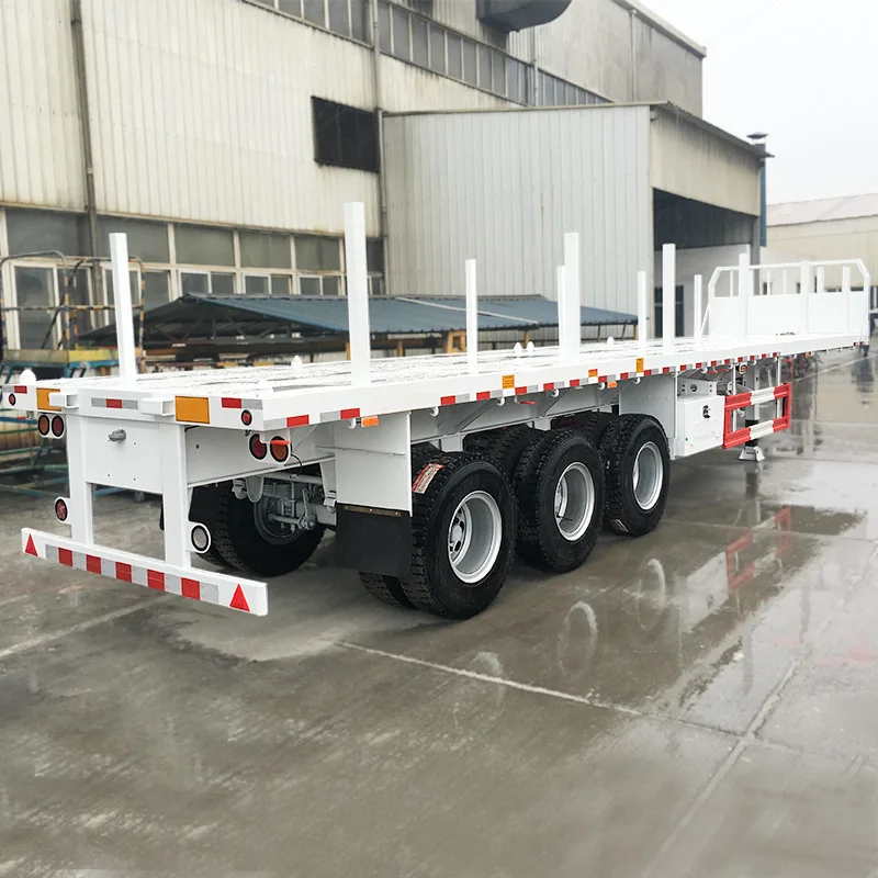 commercial truck trailers Triple axle 40ft 48ft 48 feet load capacity 60ton to 80 tons flatbed lumber truck trailer for sale