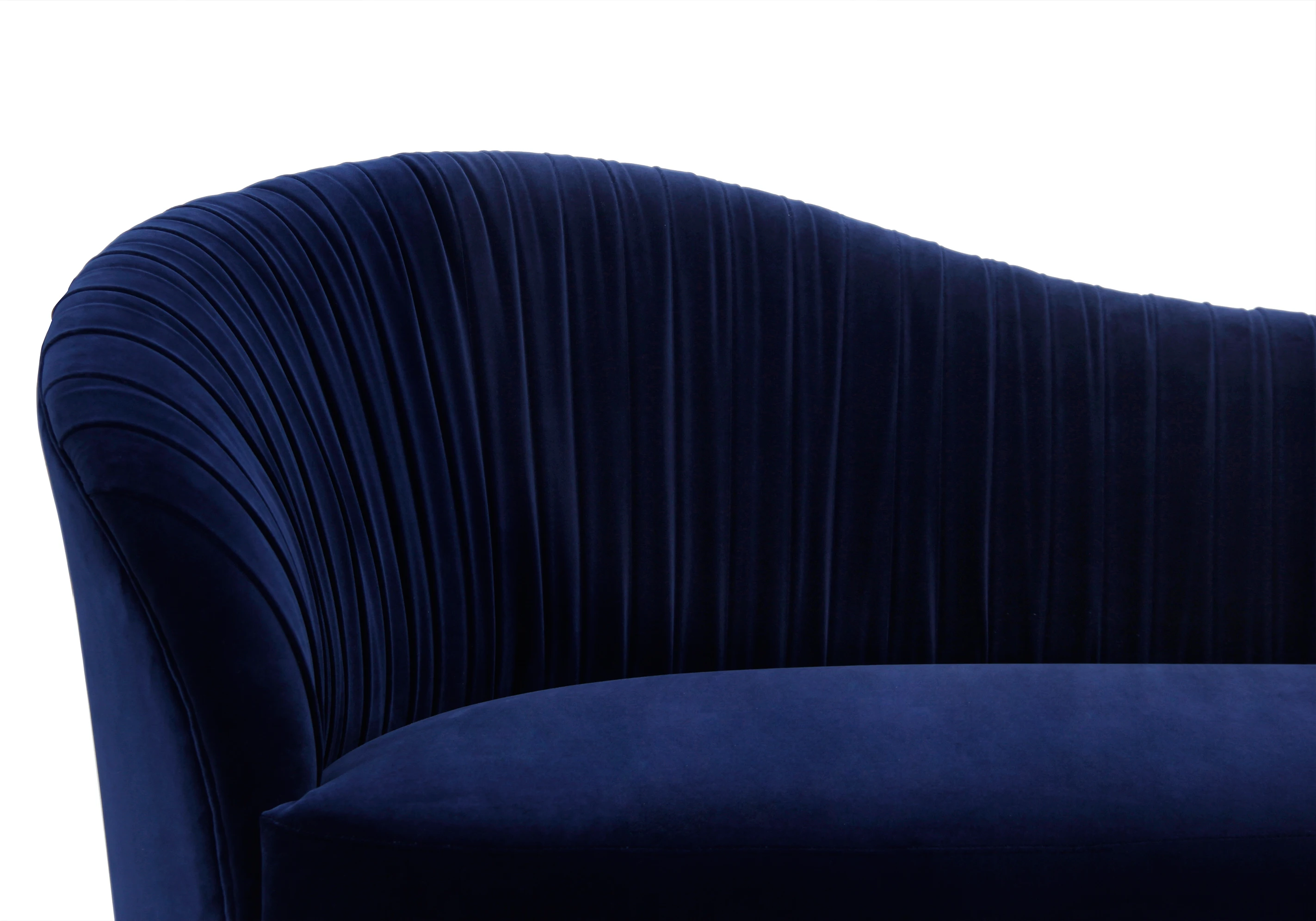 Italy Living Room Furniture Ruffled Navy Blue Velvet Sofa Couch 3 Seater Fabric Sofa Lovely Heart-shaped Sectional Sofa Set