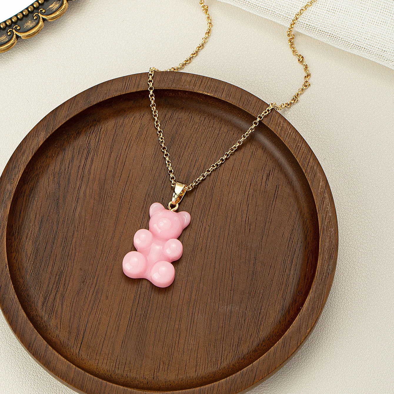 Wholesale 18K Gold Plated Fashion Cute Animal Charms Pendant Jewelry Bear Necklace