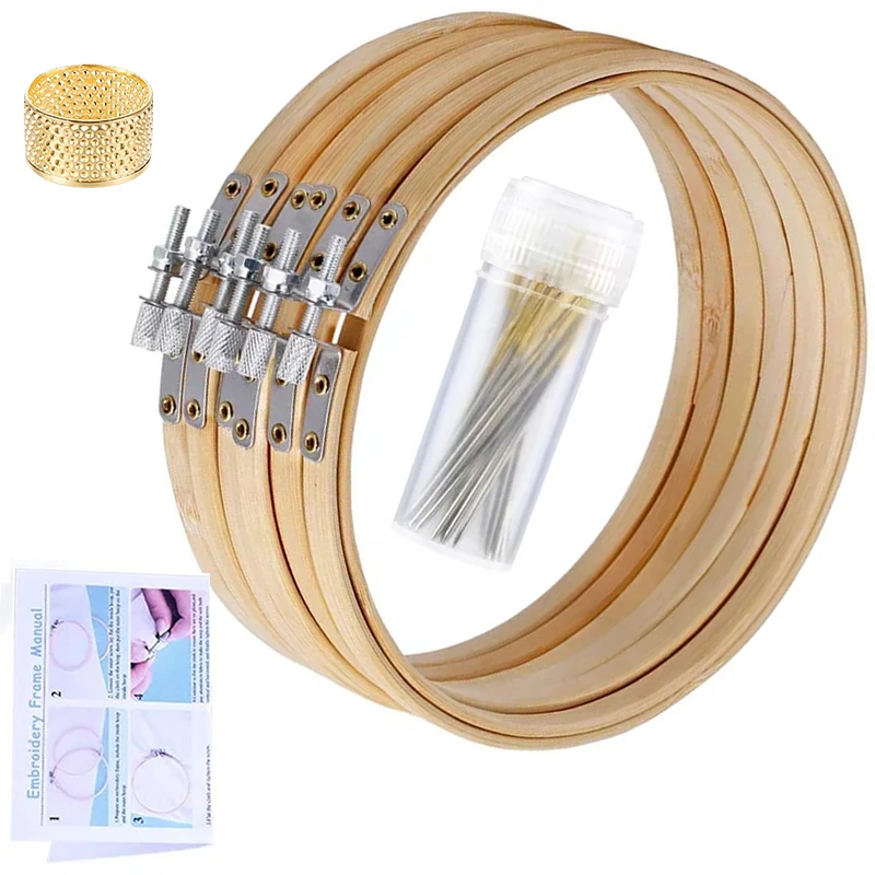 MXG-10 6PCS  Cross Stitch Circle Thimble For Cross Stitch Craft Embroidery Hoop Set