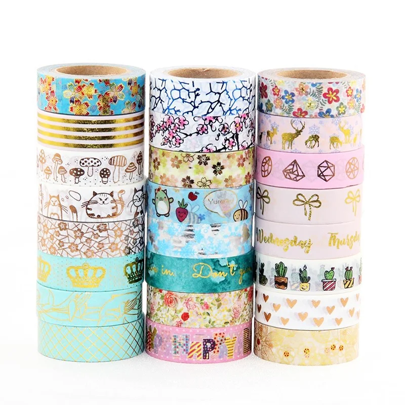 Wholesale Adhesive Custom Printed Colored Foil Masking Stationery Decoration Washi Tape Sticker