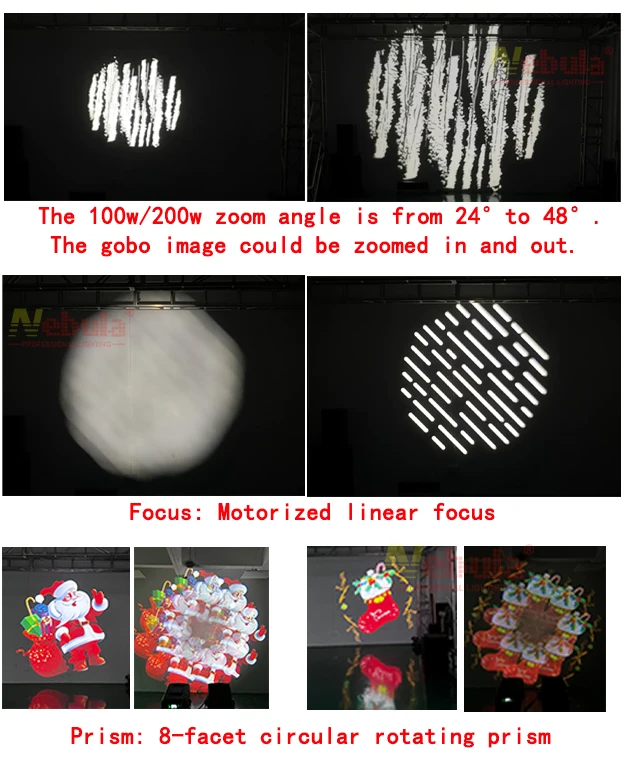 Nebula 150W LED Gobo Advertising Lights Waterproof IP65 Zoom 5 Custom Logos Gobo Projector