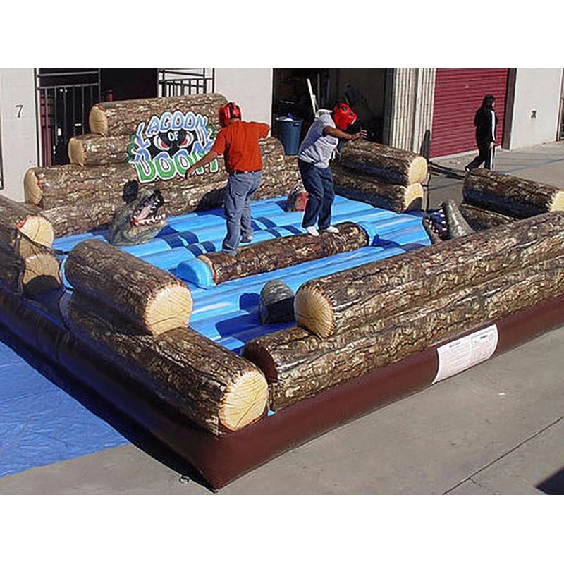 Unique challenge carnival log rolling balance games inflatable log game for sale