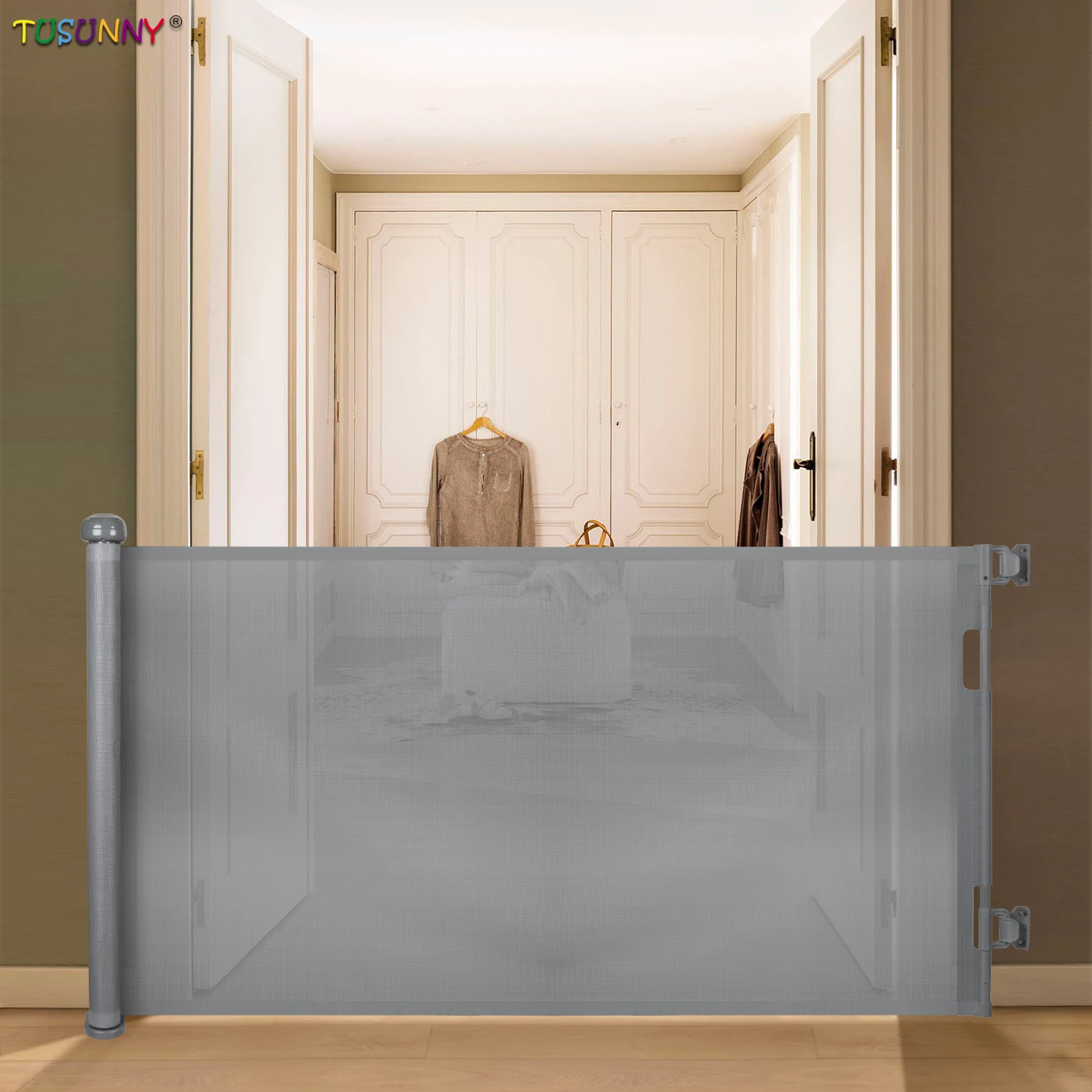 Child Safety Pets-mesh-gates Children Door Stair Sliding Retractable Safety Baby Pets Secure Gate