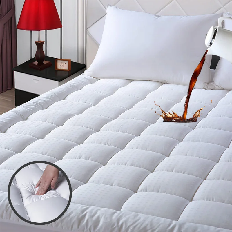 OEM/ODM 4 Inch Single Queen king Size Microfiber Fitted Quilted Cooling Waterproof Bed Mattress Pad Topper Cover Protector