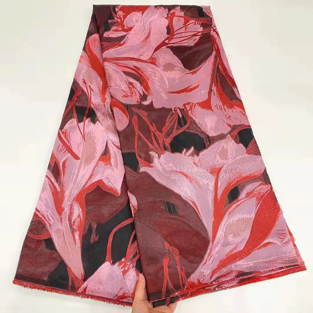 LS892 New arrival plants pattern embroidery woven jacquard fabric for fashion clothing wedding dress evening dress