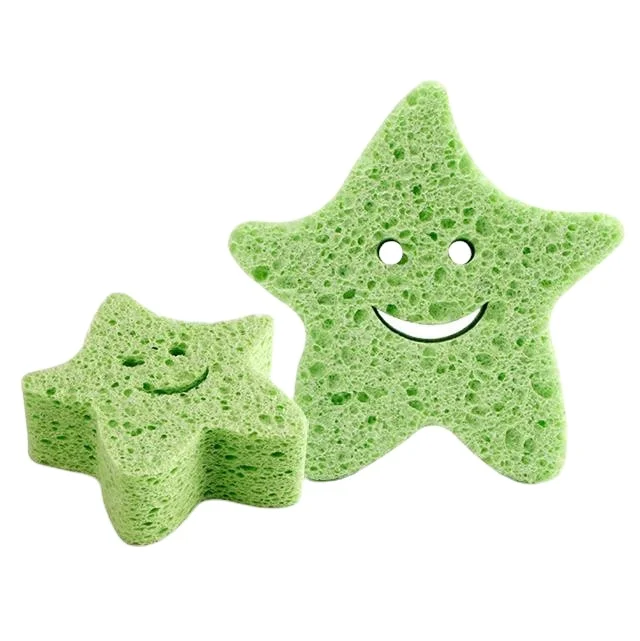 Eco-Friendly star body cleaning bath sponge for kids animal shapes children bath cellulose sponge