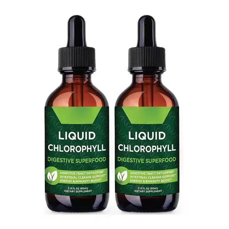 Private Label Hot Selling Chlorophyll Liquid Drops Natural Energy Booster Immune System Support and Internal Deodorant