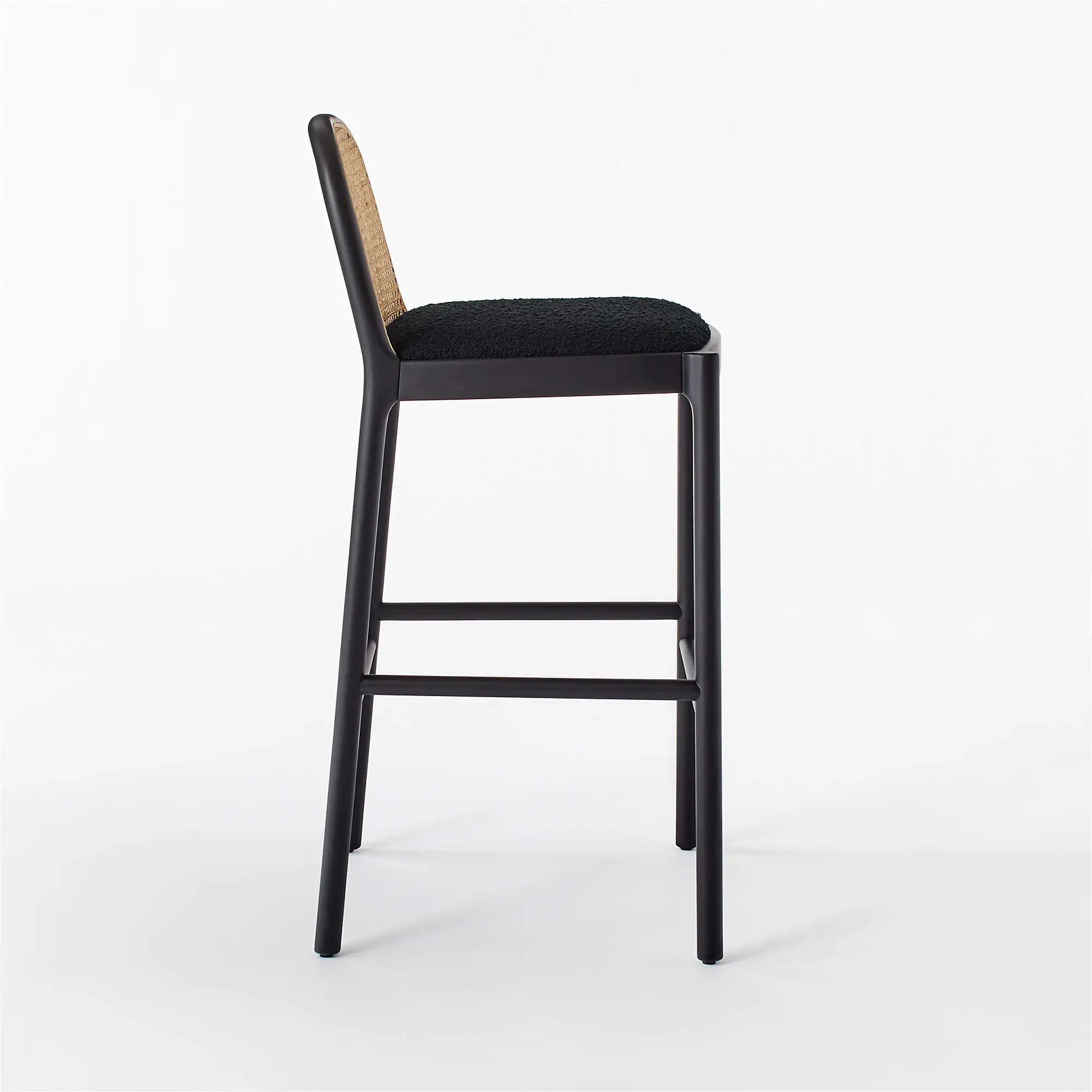 Wooden Black White Cane Rattan Back Bar Stool Kitchen Modern Bar Counter Stool