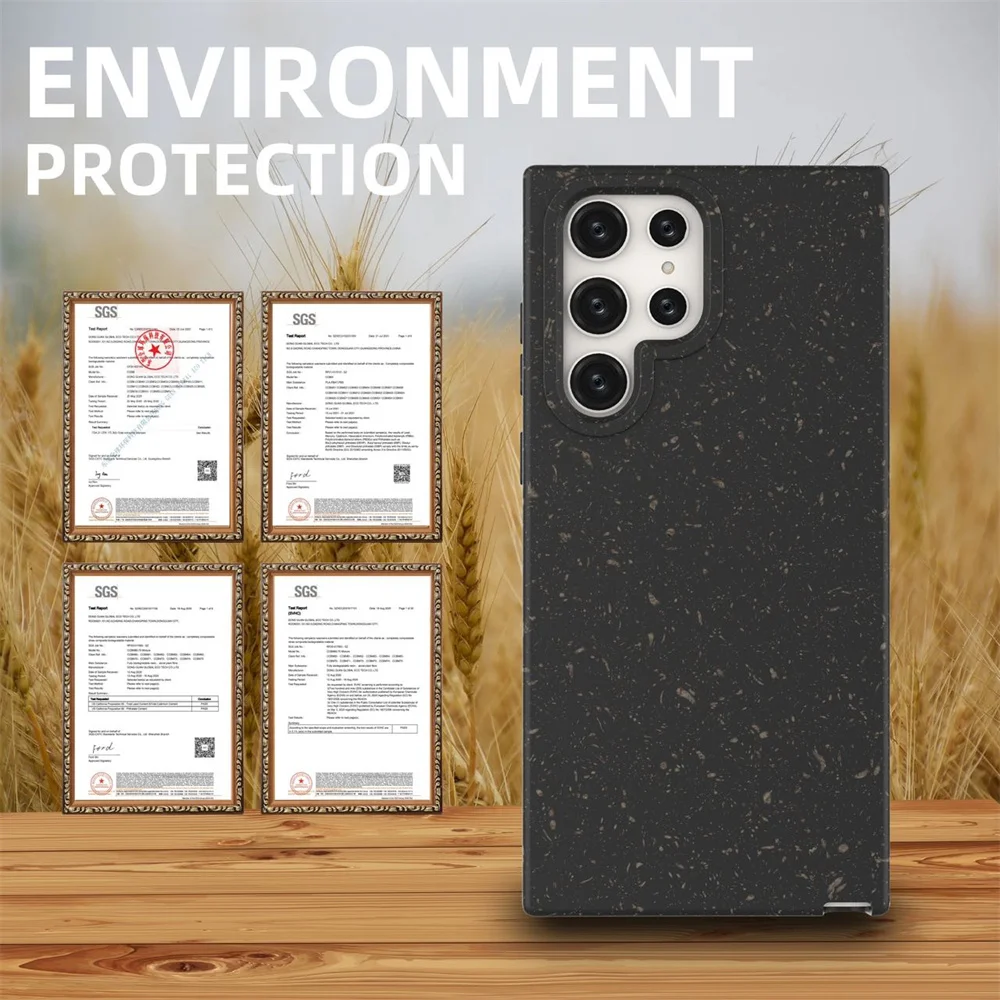 Eco Friendly Recycled Smartphone Case Full Biodegradable Fiber Wheat Straw  Cell Phone Cover For Samsung Galaxy S22 Ultra