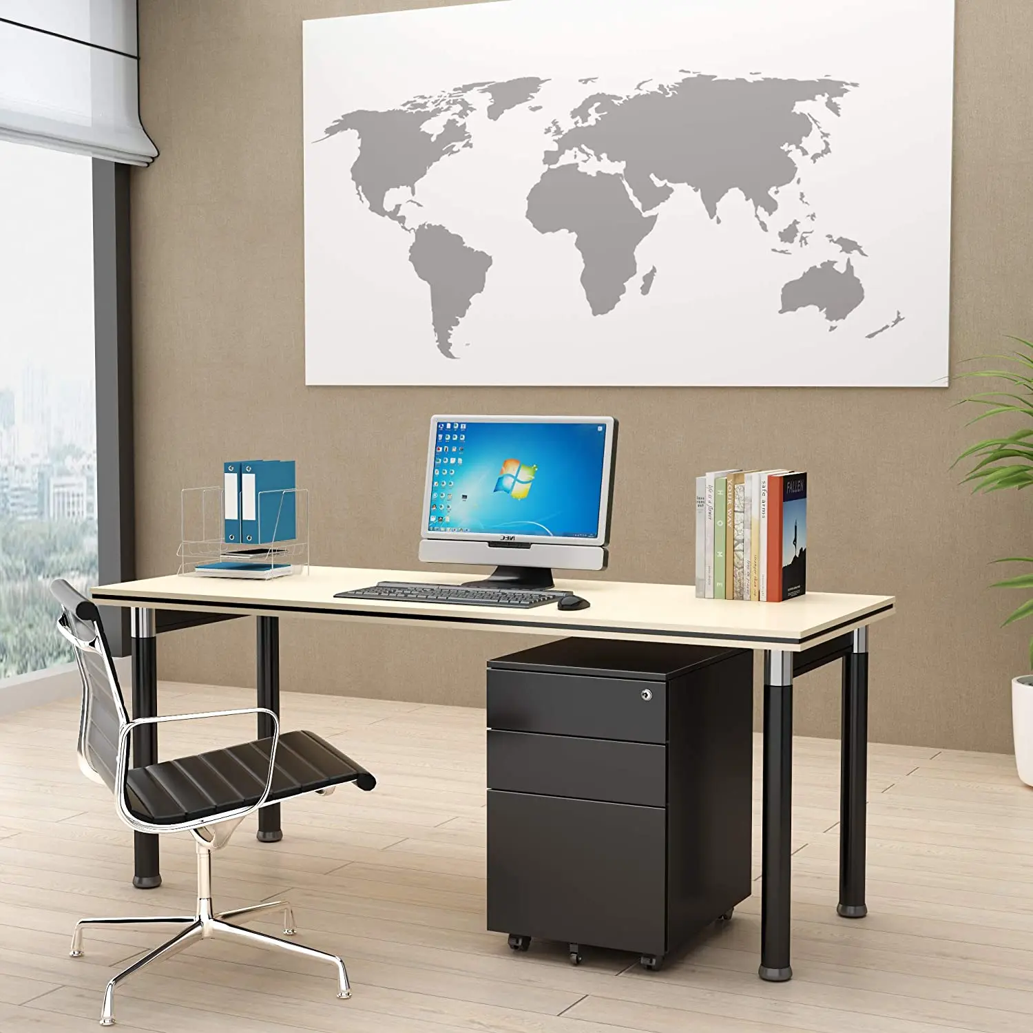 File cabinet with rolling wheels rolling file cabinet rolling track file cabinet Archivador rodante de 3 cajones