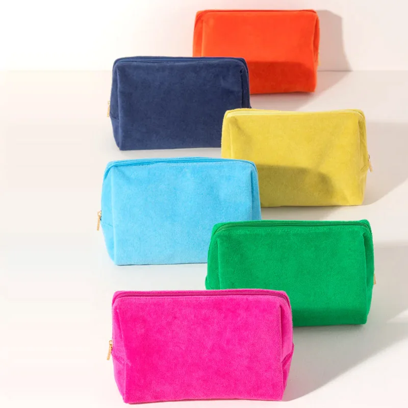Cosmetic Bag Organizer Make Up Bags For Women Personalized Wedding Gift Terry Cloth Travel Toiletry Bag