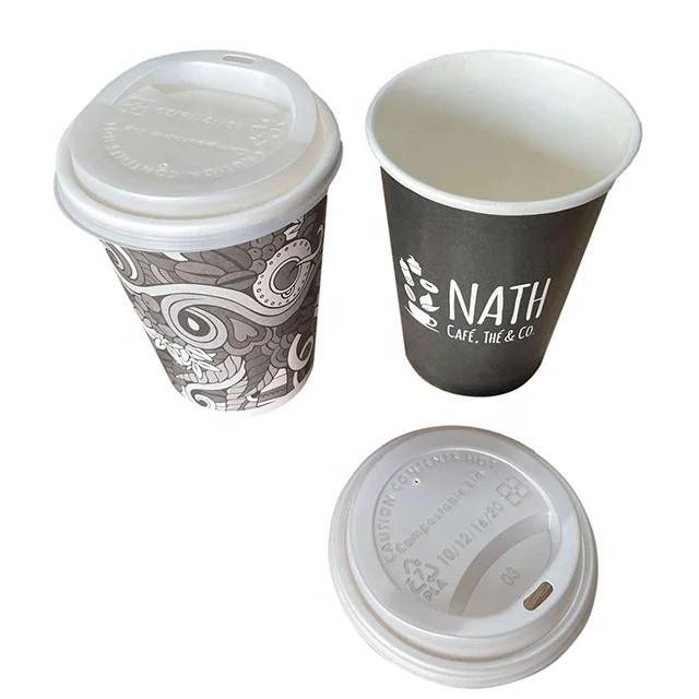 Food grade disposable take away black white pla coffee paper cup lids paper cup cover lid pla lid plastic