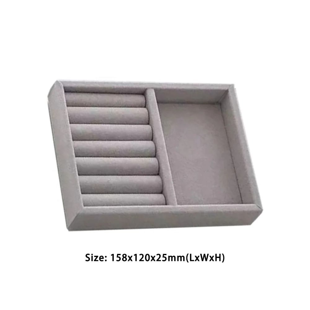 Velvet Gray Jewelry Display Tray Case Hot Sale Stackable Exquisite Jewellery Holder Portable Ring Earring Necklace Organizer Box
