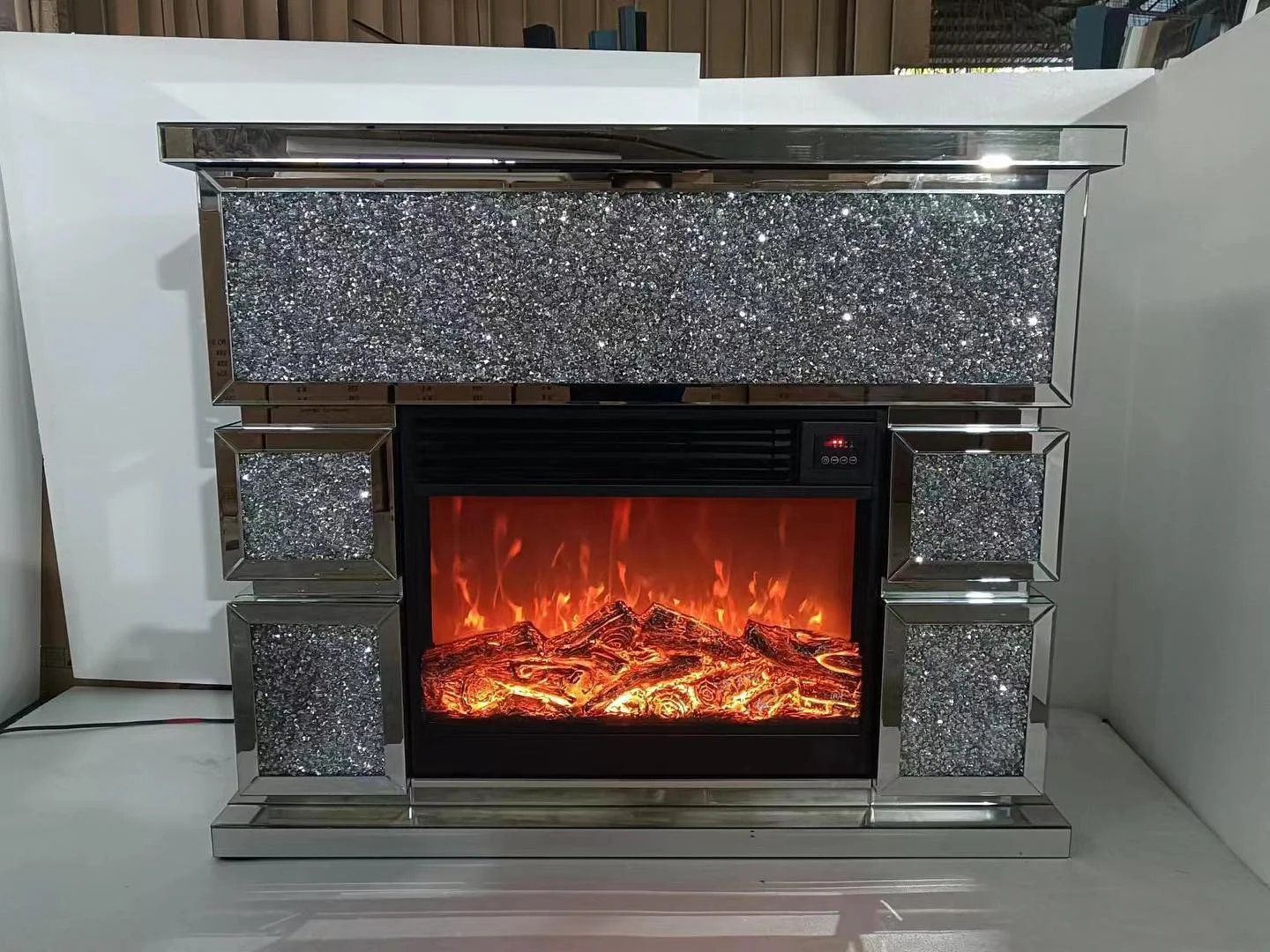 Intelligent Mirror Furniture Wireless Charging USB Bluetooth Speaker Multi Color LED Fireplace Heater