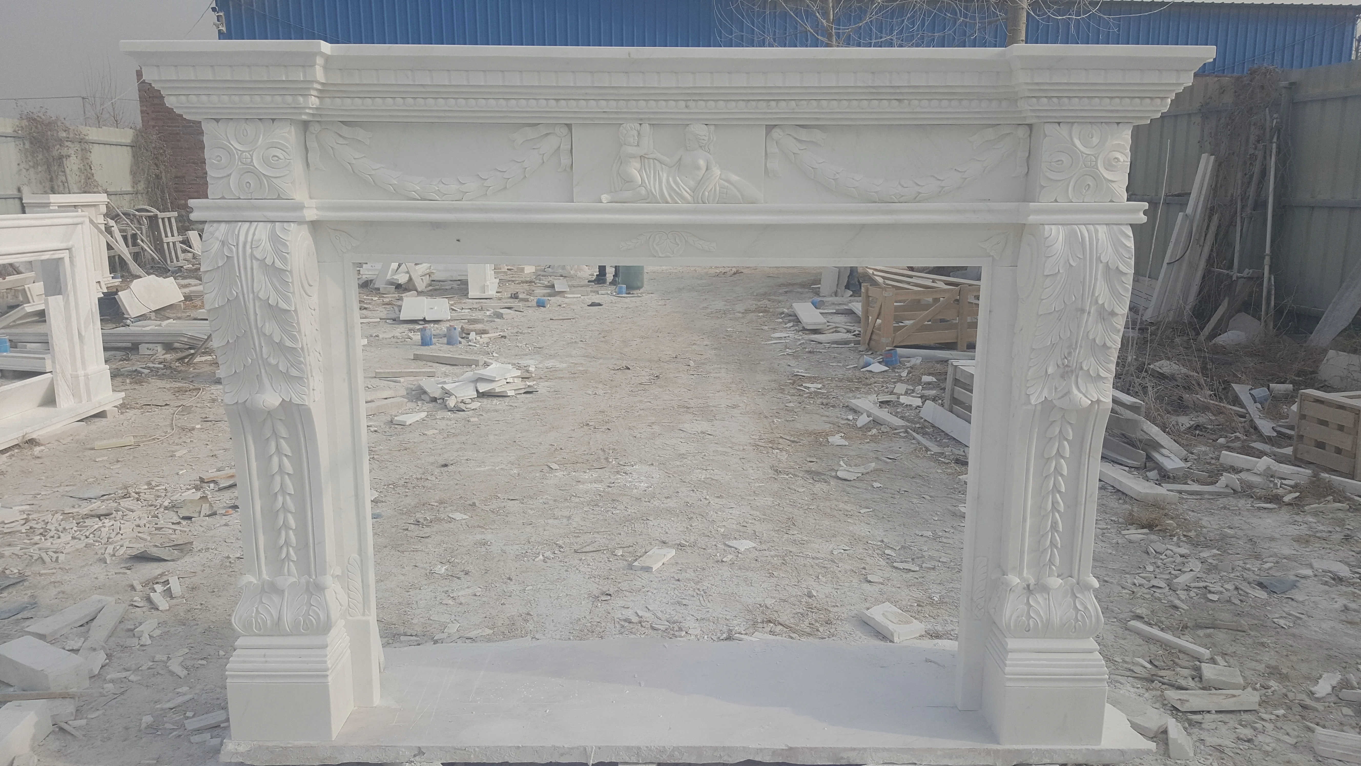 Outdoor Marble Sculpture Home Decor Natural Limestone Fireplace Surround indoor natural stone cream white marble fireplace