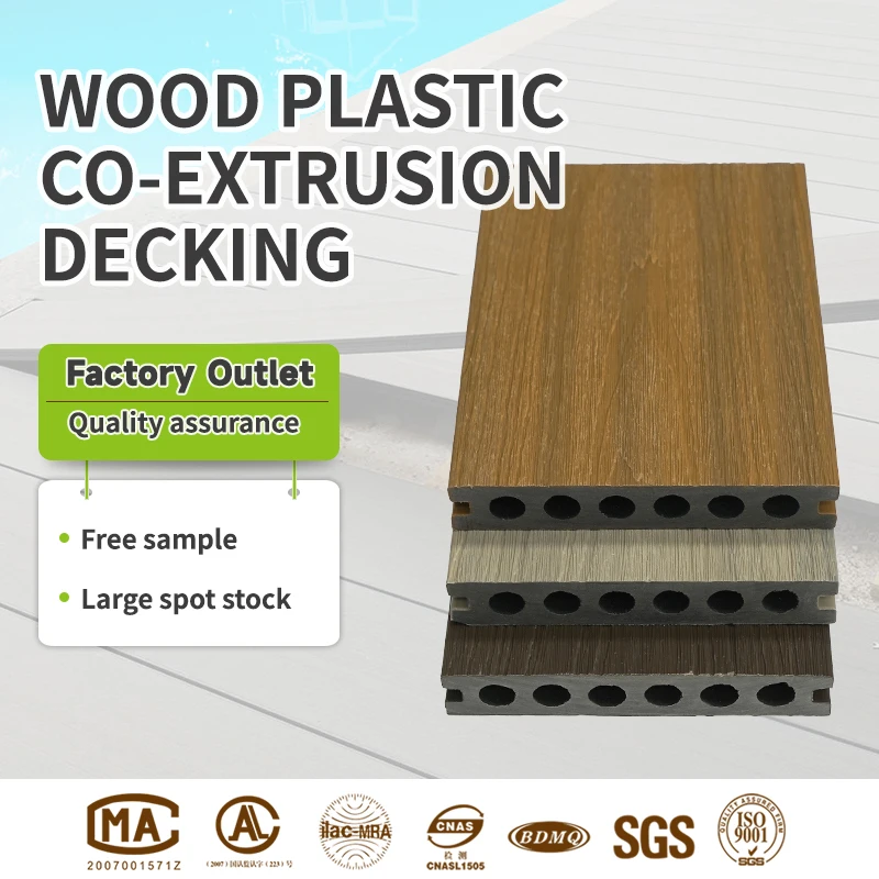 Eco- friendly WPC Composite Decking Board Wood Plastic Composite Outdoor Waterproof Co-extrusion Decking Flooring