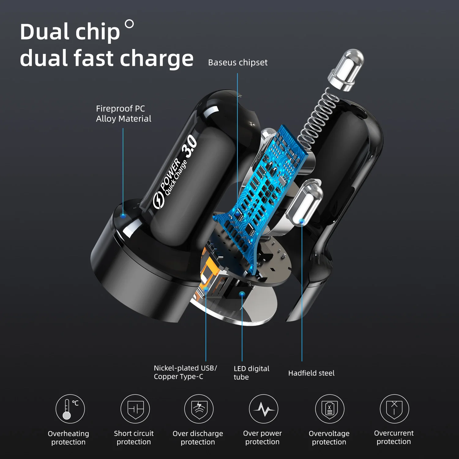 USLION OEM LOGO 36W USB+Type C Car Charger USB Car Charger QC3.0+PD 3.0 Fast Charger Mobile Phone Led Digital Display for iphone
