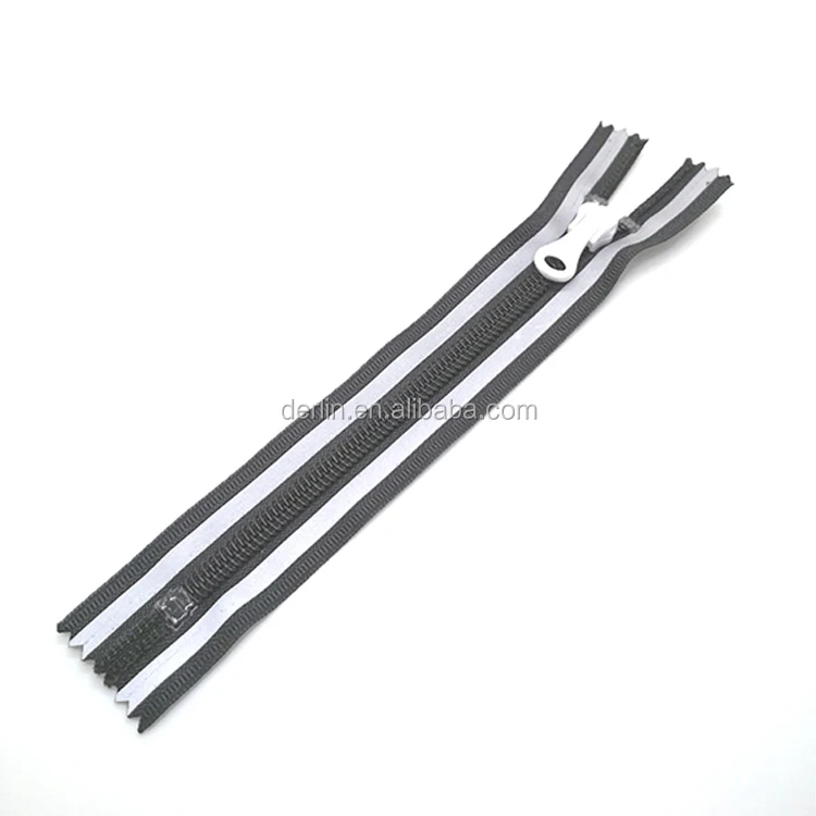  High Quality Reversible Nylon Plastic Semi Lock Slider Reflex Tape Color Teeth Zipper Close