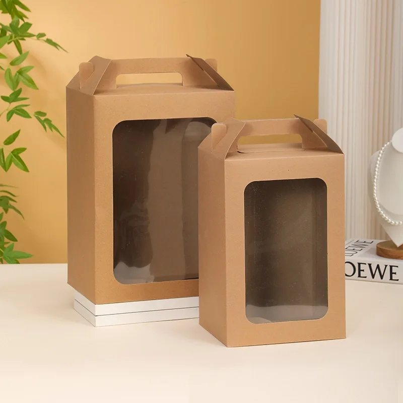 Wholesale Portable Paper Box Packaging With Display Window For Tea Dessert Cake Nuts